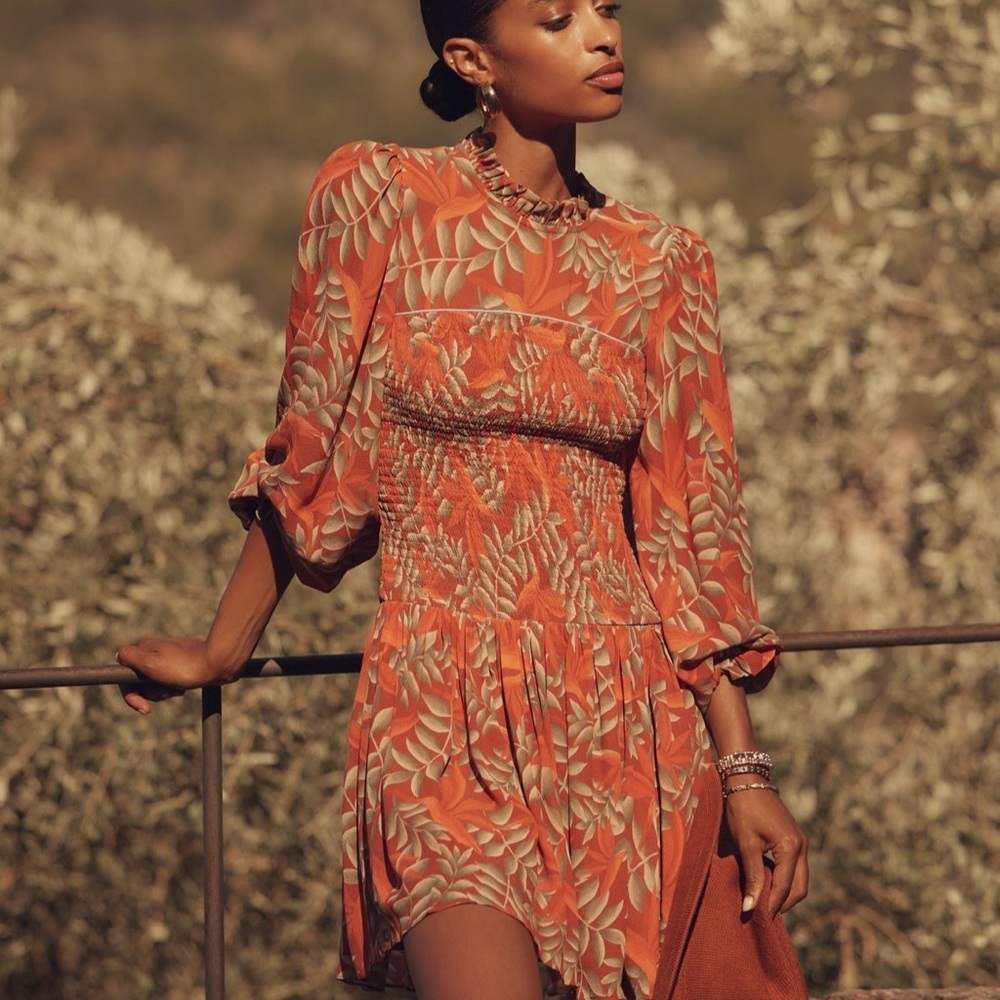 Farm Rio x Anthropologie Long-Sleeve Printed Mini Dress